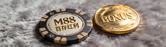 M88首存红利筹码与金币特写